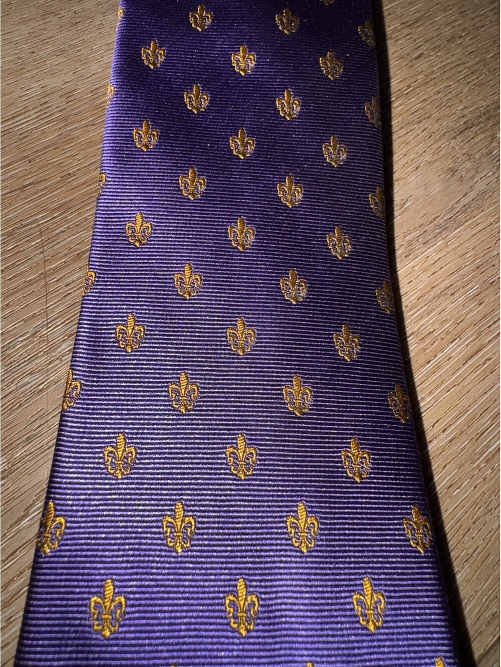 Scotty Z Palm Beach Silk Tie Purple Gold Fleur De Lis Handmade 57” Men’s